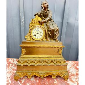 Bronze Writer's Clock, Louis Philippe Period