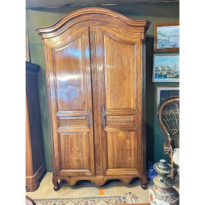 Transitional Louis XV- Louis XVI Style Walnut Cabinet, Early 19th Century