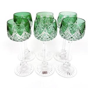 Baccarat – Set Of 12 Green Colbert Roemer Glasses With Original Boxes