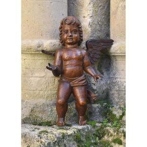 Putto / Angel In Carved Wood - Italy, Late 17th Century 