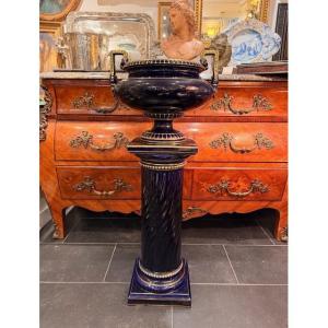 Plant Pot On A Column, Sarreguemines Faience Factory