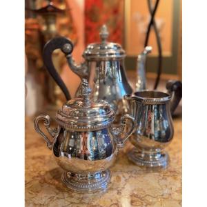 Silver-plated Metal Tea Service – Perles Pattern – Christofle