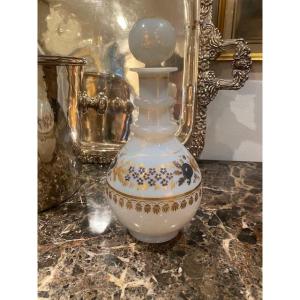 White Opaline Carafe – Floral Gold Decoration – Restoration Period, Circa 1820