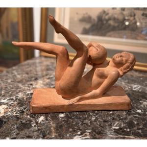  Robert Bros (1902-1968) – Woman With Balloon – Art Deco Terracotta, Circa 1930