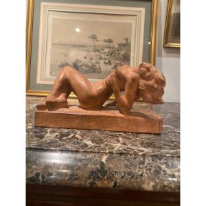 Ignacio Gallo (1887-1956) – “ecstasy” – Female Nude – Art Deco Terracotta, Circa 1930 