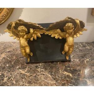 Pair Of Italian Sconce Brackets In Carved And Gilded Wood With Putti - Early XIXᵉ Century