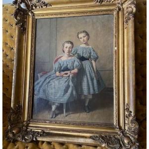 Germain Paget (1817-1884) - Double Portrait Of Berthe Goudard And Her Sister