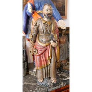 Saint Peter In Carved Wood, 18th Century