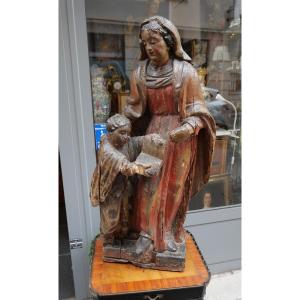 Saint Anne Carved Wood 17th Century