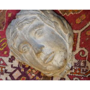 19th Century Carved Stone Head Of A Man