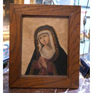 Virgin Mary On An 18th-century Alabaster Plaque