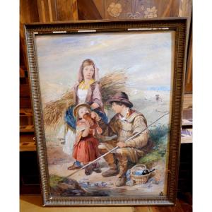 Watercolor Of A Shepherdess, 1861