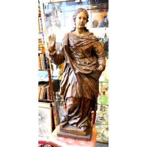Large Carved Wooden Virgin Mary, 17th Century