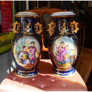 Bayeux Porcelain Vases, Mid-19th Century