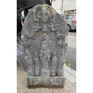 Large Carved Stone Of Chinese Deities