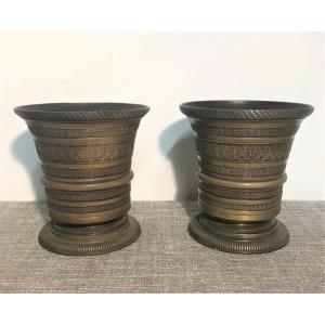 Pair Of Empire Period Bronze Apothecary Mortars