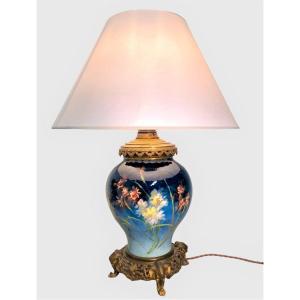 Earthenware Lamp Montigny Sur Loing 19th Century