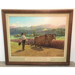 Plowing Painting By Armand Jean Baptiste Ségaud Early 20th Century
