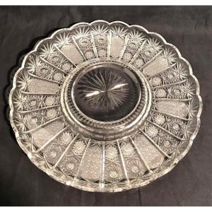 20th Century Cut Crystal Table Center Tray