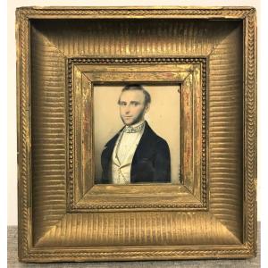 Gouache Painting Portrait Of A Man Signed Jito Violi? Nineteenth Century