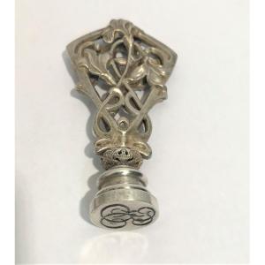 Art Nouveau Stamp Seal In Silver Metal