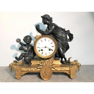 Romantic Bronze Clock, Napoleon III Period