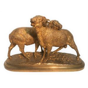 Bronze Signed Isidore Bonheur Ram And Sheep XIXth Century