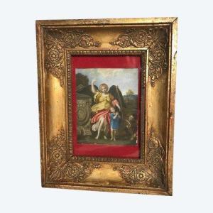 Gouache On Ivory The Guardian Angel 19th Century