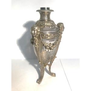 Berger Lamp Bottle Silver And Crystal House Tixier Deschamps Paris 19th Century