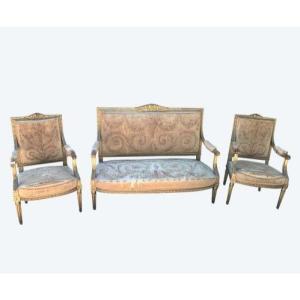 Louis XVI Style Three-piece Golden Salon
