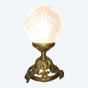Art Deco Gilt Bronze And Glass Lamp
