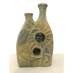 Ceramic And Glass Sun And Moon Vase