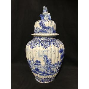 18th Century Delft Covered Pot