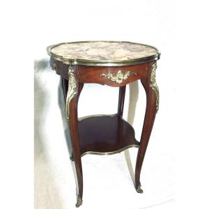 Small Louis XV Style Mahogany And Bronze Pedestal Table