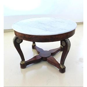 Period Restoration Table In Mahogany And Carrara Marble