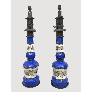 Pair Of Porcelain Oil Lamps From The Napoleon III Period