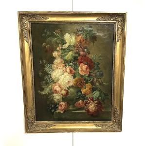 Oil On Canvas, Still Life With Flowers