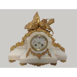 Gilt Bronze And Onyx Dove Clock