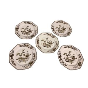Five Octagonal Limoges Raynaud Sakai Pattern Plates