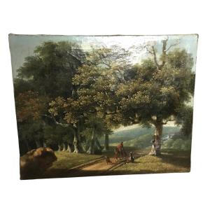Painting Oil On Canvas Genre Scene 18th Century