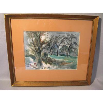 Watercolor Signed Roger Tolmer Twentieth Century