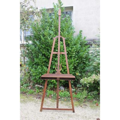 Large Easel With Lyre In Walnut Restoration Period