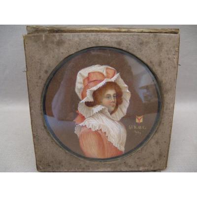 Miniature XVIII Century Portrait Of English Lady