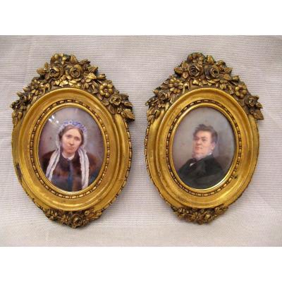 Two Miniatures Bronze Family Romanet XIX