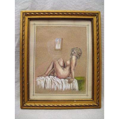 Female Nude Art Deco Drawing Signed D. City