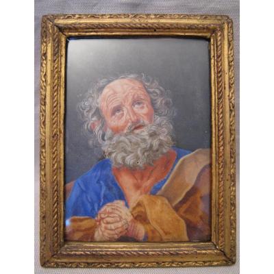 Small Gouache Time XVII Or XVIII Century Saint Pierre