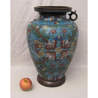 Large Enamelled Bronze Vase China XIX Century Enameled