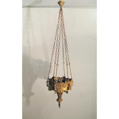 Chandelier In Neo-gothic Bronze, XIX Th Century
