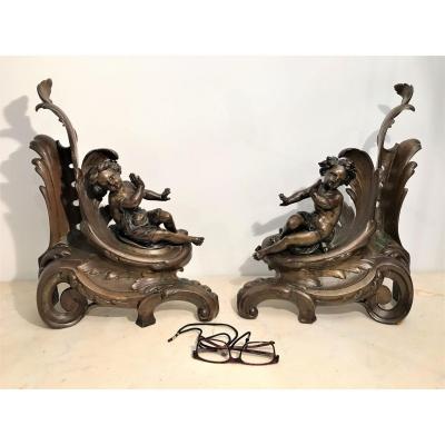 In Front Of A Louis XV Style Bronze Fireplace, XIXth Century