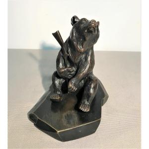 19th Century Bronze Bear With Rifle
